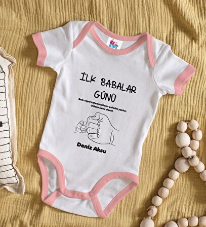 BK Kids Kişiye Özel Pembe Bebek Body Zıbın - Model 27