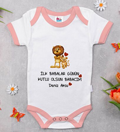 BK Kids Kişiye Özel Pembe Bebek Body Zıbın - Model 28