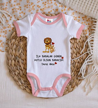 BK Kids Kişiye Özel Pembe Bebek Body Zıbın - Model 28