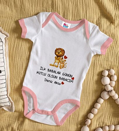 BK Kids Kişiye Özel Pembe Bebek Body Zıbın - Model 28