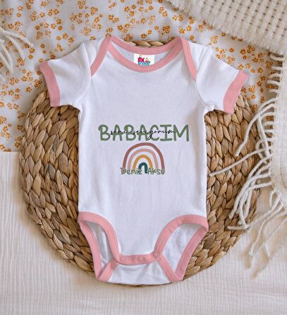 BK Kids Kişiye Özel Pembe Bebek Body Zıbın - Model 30