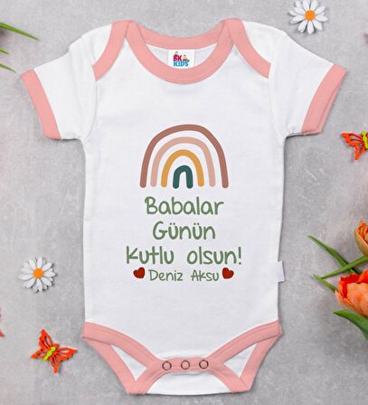 BK Kids Kişiye Özel Pembe Bebek Body Zıbın - Model 31