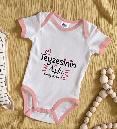 BK Kids Kişiye Özel Pembe Bebek Body Zıbın - Model 37