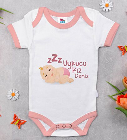 BK Kids Kişiye Özel Pembe Bebek Body Zıbın - Model 39