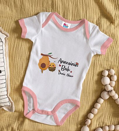 BK Kids Kişiye Özel Pembe Bebek Body Zıbın - Model 41