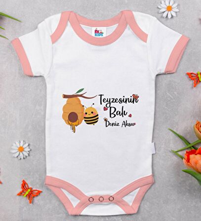 BK Kids Kişiye Özel Pembe Bebek Body Zıbın - Model 42