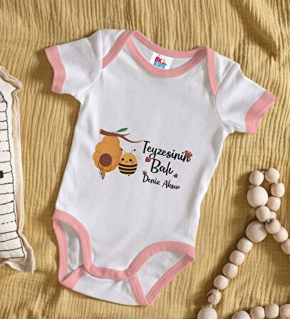 BK Kids Kişiye Özel Pembe Bebek Body Zıbın - Model 42