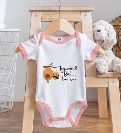 BK Kids Kişiye Özel Pembe Bebek Body Zıbın - Model 42