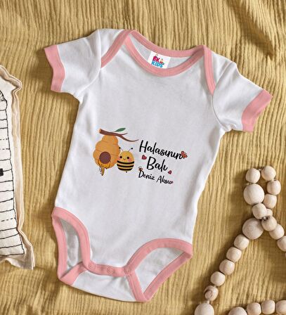 BK Kids Kişiye Özel Pembe Bebek Body Zıbın - Model 43
