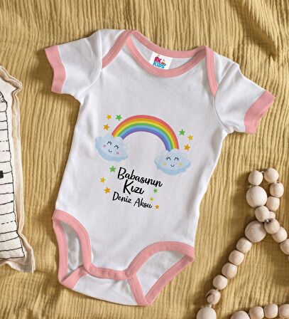 BK Kids Kişiye Özel Pembe Bebek Body Zıbın - Model 44