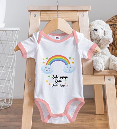 BK Kids Kişiye Özel Pembe Bebek Body Zıbın - Model 44
