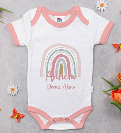 BK Kids Kişiye Özel Pembe Bebek Body Zıbın - Model 46