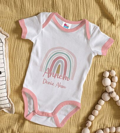 BK Kids Kişiye Özel Pembe Bebek Body Zıbın - Model 46