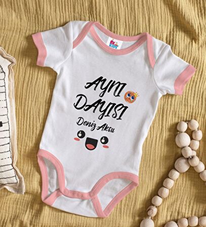 BK Kids Kişiye Özel Pembe Bebek Body Zıbın - Model 47