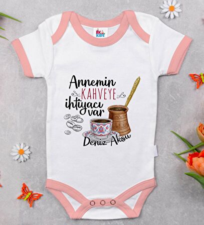 BK Kids Kişiye Özel Pembe Bebek Body Zıbın - Model 51