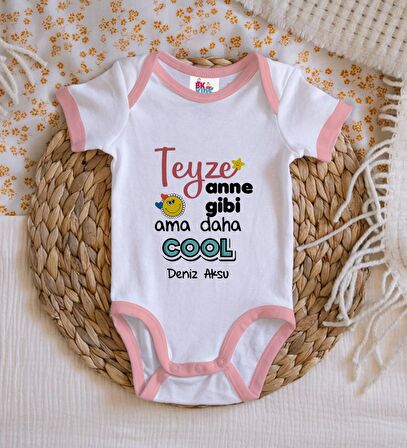 BK Kids Kişiye Özel Pembe Bebek Body Zıbın - Model 52