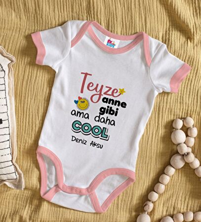 BK Kids Kişiye Özel Pembe Bebek Body Zıbın - Model 52