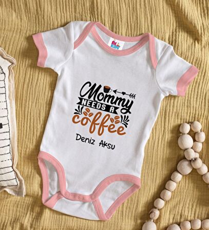 BK Kids Kişiye Özel Pembe Bebek Body Zıbın - Model 54