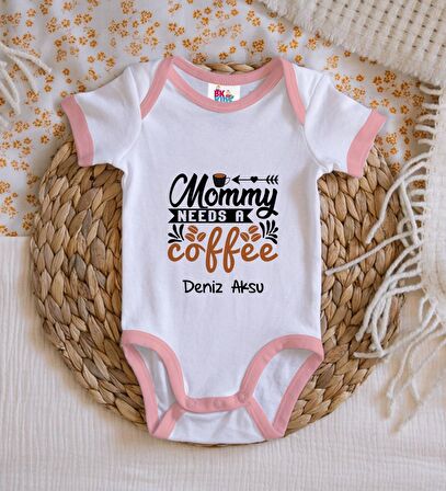 BK Kids Kişiye Özel Pembe Bebek Body Zıbın - Model 54