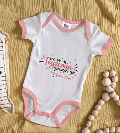 BK Kids Kişiye Özel Pembe Bebek Body Zıbın - Model 55