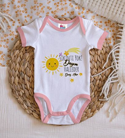 BK Kids Kişiye Özel Pembe Bebek Body Zıbın - Model 58