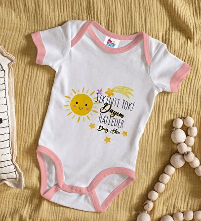 BK Kids Kişiye Özel Pembe Bebek Body Zıbın - Model 58