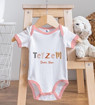 BK Kids Kişiye Özel Pembe Bebek Body Zıbın - Model 59