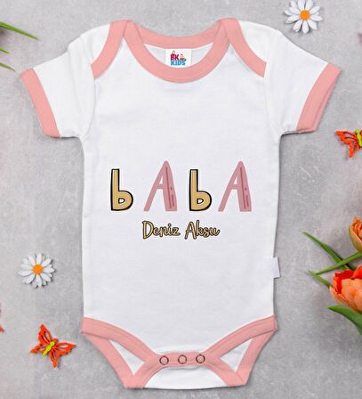 BK Kids Kişiye Özel Pembe Bebek Body Zıbın - Model 61