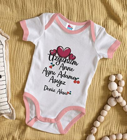 BK Kids Kişiye Özel Pembe Bebek Body Zıbın - Model 65