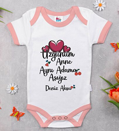 BK Kids Kişiye Özel Pembe Bebek Body Zıbın - Model 65