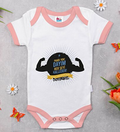 BK Kids Kişiye Özel Pembe Bebek Body Zıbın - Model 67
