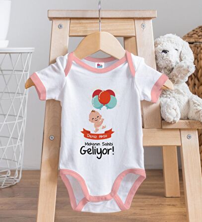 BK Kids Kişiye Özel Pembe Bebek Body Zıbın - Model 69