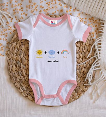 BK Kids Kişiye Özel Pembe Bebek Body Zıbın - Model 70