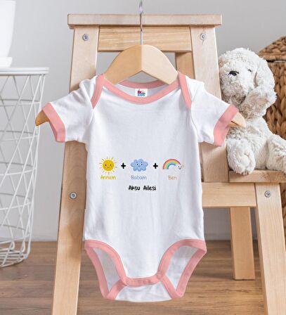BK Kids Kişiye Özel Pembe Bebek Body Zıbın - Model 70