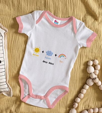 BK Kids Kişiye Özel Pembe Bebek Body Zıbın - Model 70