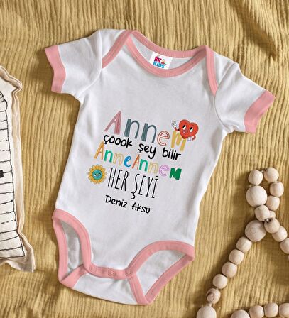 BK Kids Kişiye Özel Pembe Bebek Body Zıbın - Model 74