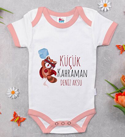 BK Kids Kişiye Özel Pembe Bebek Body Zıbın - Model 75
