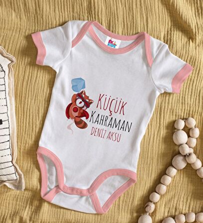 BK Kids Kişiye Özel Pembe Bebek Body Zıbın - Model 75