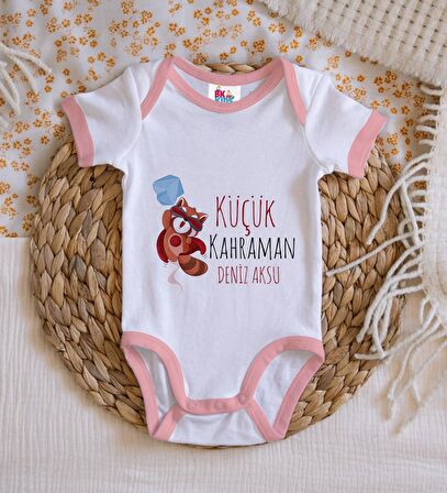 BK Kids Kişiye Özel Pembe Bebek Body Zıbın - Model 75
