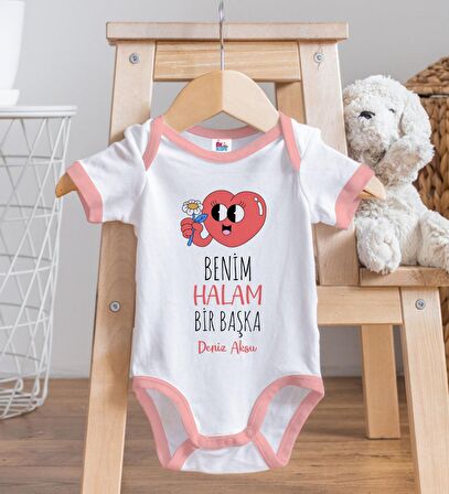BK Kids Kişiye Özel Pembe Bebek Body Zıbın - Model 77
