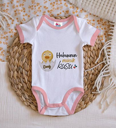 BK Kids Kişiye Özel Pembe Bebek Body Zıbın - Model 79
