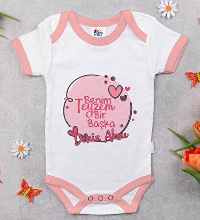 BK Kids Kişiye Özel Pembe Bebek Body Zıbın - Model 87