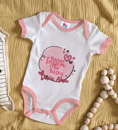 BK Kids Kişiye Özel Pembe Bebek Body Zıbın - Model 87