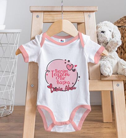 BK Kids Kişiye Özel Pembe Bebek Body Zıbın - Model 87