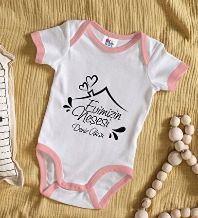 BK Kids Kişiye Özel Pembe Bebek Body Zıbın - Model 91