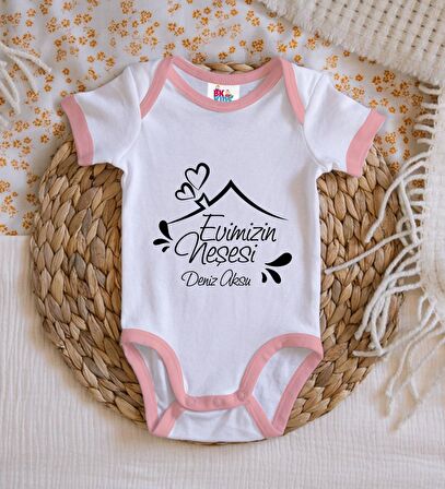 BK Kids Kişiye Özel Pembe Bebek Body Zıbın - Model 91