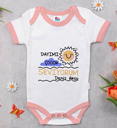 BK Kids Kişiye Özel Pembe Bebek Body Zıbın - Model 93