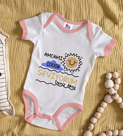 BK Kids Kişiye Özel Pembe Bebek Body Zıbın - Model 94