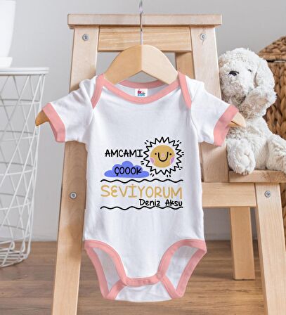 BK Kids Kişiye Özel Pembe Bebek Body Zıbın - Model 94