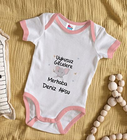 BK Kids Kişiye Özel Pembe Bebek Body Zıbın - Model 101